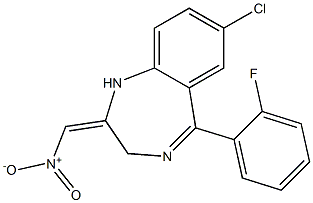 7-氯-5-(2-氟苯基)-1,3-二氢-2-硝基甲叉-2H-1,4-苯并二氮杂卓 结构式