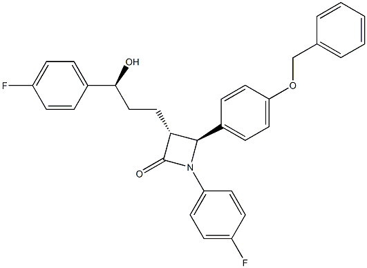 1-(4-氟苯)-3-[(3S)-3-(4-氟苯)-3-羟基丙基]-4-[4-(苯甲氧基)苯基]-(3R,4S)-2-氮杂环丁酮 结构式