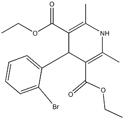 4-邻溴苯基-1,4-二氢-2,6-二甲基-3,5-吡啶二羧酸二乙酯 结构式