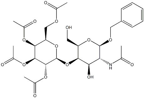 2-乙酰氨基-4-O-(2,3,4,6-四-O-乙酰基-Β-D-吡喃半乳糖基)-2-脱氧-Β-D-吡喃半乳糖苷 结构式