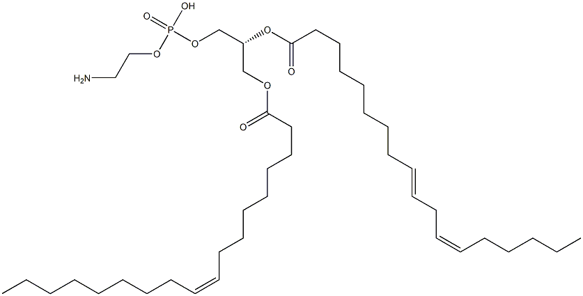 2-aminoethoxy-[(2R)-2-[(9Z,12Z)-octadeca-9,12-dienoyl]oxy-3-[(Z)-octadec-9-enoyl]oxy-propoxy]phosphinic acid 结构式