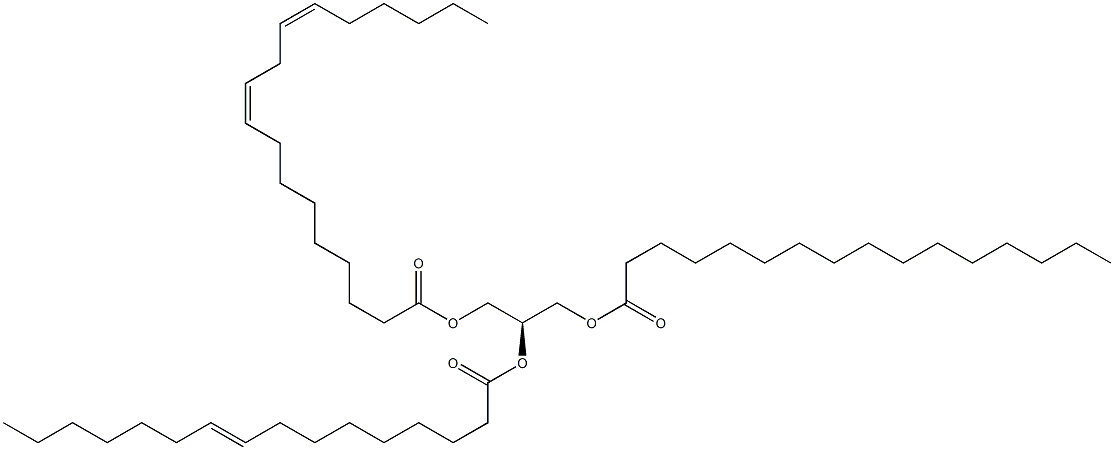 1-hexadecanoyl-2-(9Z-hexadecenoyl)-3-(9Z,12Z-octadecadienoyl)-sn-glycerol 结构式