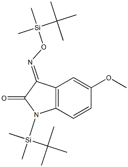 1H-Indole-2,3-dione, 1-(tert-butyldimethylsilyl)-5-methoxy-, 3-[O-(ter t-butyldimethylsilyl)oxime] 结构式