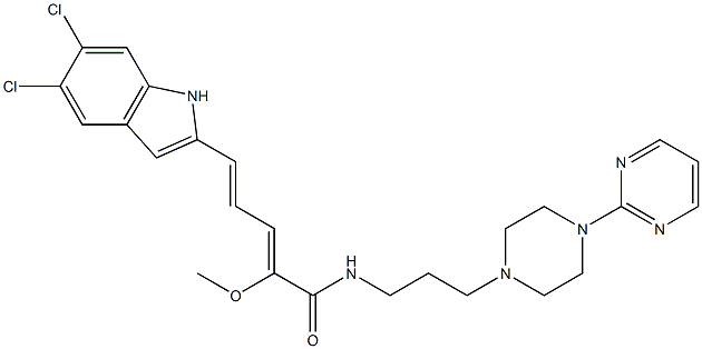 5-(5,6-dichloro-2-indolyl)-2--methoxy-N-(3-(4-(2-pyrimidinyl)piperazin-1-yl)propyl)-2,4-pentadienamide 结构式