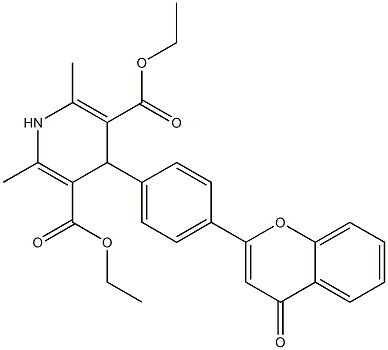 diethyl 1,4-dihydro-2,6-dimethyl-4-(4'-(4H-4-oxo-1-benzopyran-2-yl)phenyl)-3,5-pyridinedicarboxylate 结构式