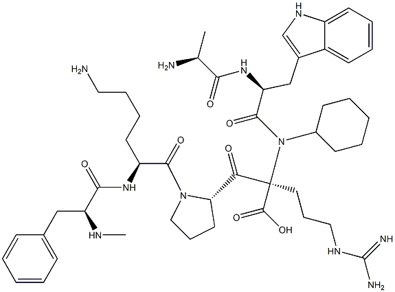 N-methylphenylalanyl-lysyl-prolyl-cyclohexylalanyl-tryptophyl-arginine 结构式