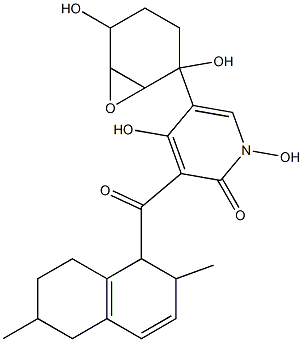 5-(2,3-epoxy-1,4-dihydroxycyclohexan-1-yl)-1,4-dihydroxy-3-((1,2,5,6,7,8-hexahydro-2,6-dimethylnaphthalen-1-yl)carbonyl)-2-pyridinone 结构式