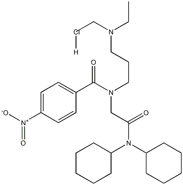 N-(dicyclohexylcarbamoylmethyl)-N-(3-diethylaminopropyl)-4-nitrobenzamide hydrochloride 结构式