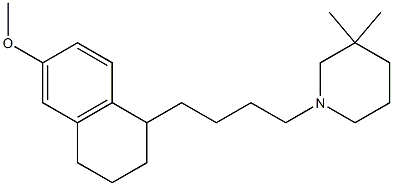 3,3-dimethyl-1-(4-(6-methoxy-1,2,3,4-tetrahydronaphthalen-1-yl)-n-butyl)piperidine 结构式