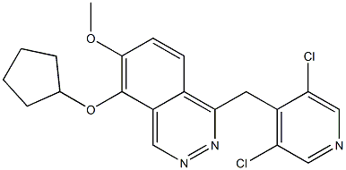 1-(3,5-dichloropyrid-4-ylmethyl)-5-cyclopentoxy-6-methoxyphthalazine 结构式