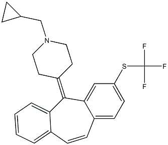 1-cyclopropylmethyl-4-(3-trifluoromethylthio-5H-dibenzo(a,d)cyclohepten-5-ylidene)piperidine 结构式