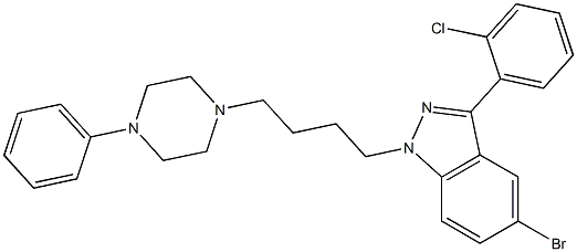 5-brom-3-(ortho-chlorphenyl)-1-(4-(4-phenyl-1-piperazinyl)butyl)indazole 结构式