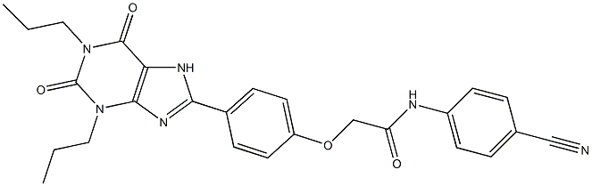 N-(4-cyanophenyl)-2-(4-(2,3,6,7-tetrahydro-2,6-dioxo-1,3-dipropyl-1H-purin-8-yl)-phenoxy)acetamide 结构式