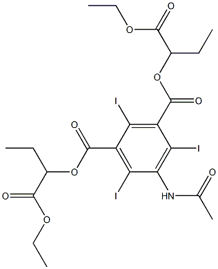 bis(1-(ethoxycarbonyl)propyl)-5-acetylamino-2,4,6-triiodoisophthalate 结构式