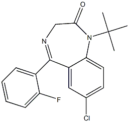 7-chloro-1,3-dihydro-1-(1,1-dimethylethyl)-5-(2-fluorophenyl)-2H-1,4-benzodiazepin-2-one 结构式