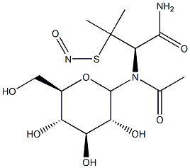 N-glucopyranosyl-N2-acetyl-S-nitrosopenicillaminamide 结构式