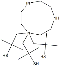 N',N',N'-tris(2-methyl-2-mercaptopropyl)-1,4,7-triazacyclononane 结构式