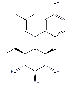 1-O-beta-glucopyranosyl-1,4-dihydroxy-2-(3',3'-dimethylallyl)benzene 结构式