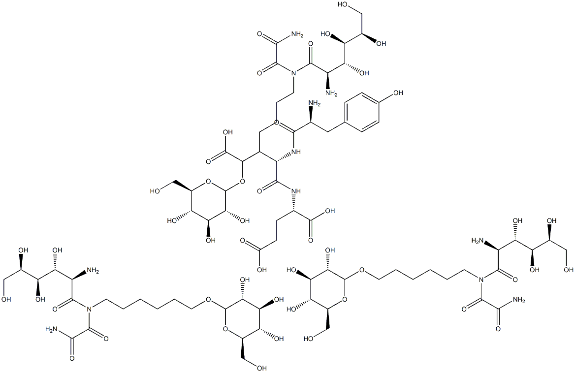 tyrosyl(glutamyl)glutamate tris(N-acetylgalactosamineaminohexylglycoside)amide 结构式