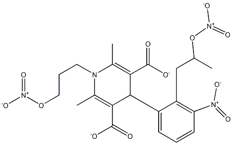 2-nitrooxypropyl-3-nitrooxypropyl-1,4-dihydro-2,6-dimethyl-4-(3-nitrophenyl)-3,5-pyridinedicarboxylate 结构式