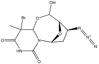 5-bromo-6,5'-epoxy-5,6-dihydro-3'-azido-3'-deoxythymidine 结构式