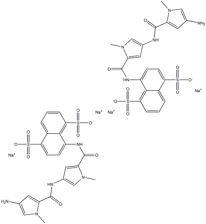 bis(8(4-(4-amino-1-methyl-1H-pyrrole-2-carbonylamino)-1-methyl-1H-pyrrole-2-carbonylamino)naphthalene-1,5-disulfonic acid) tetrasodium salt 结构式