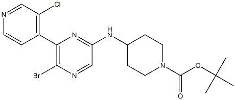 4-[5-BROMO-6-(3-CHLORO-PYRIDIN-4-YL)-PYRAZIN-2-YLAMINO]-PIPERIDINE-1-CARBOXYLIC ACID TERT-BUTYL ESTER 结构式