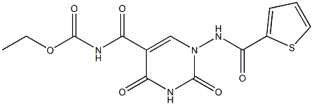 ethyl N-({2,4-dioxo-1-[(2-thienylcarbonyl)amino]-1,2,3,4-tetrahydro-5-pyrimidinyl}carbonyl)carbamate 结构式