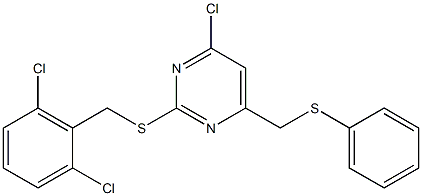 4-chloro-2-[(2,6-dichlorobenzyl)sulfanyl]-6-[(phenylsulfanyl)methyl]pyrimidine 结构式