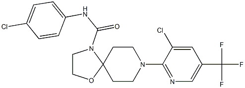N-(4-chlorophenyl)-8-[3-chloro-5-(trifluoromethyl)-2-pyridinyl]-1-oxa-4,8-diazaspiro[4.5]decane-4-carboxamide 结构式