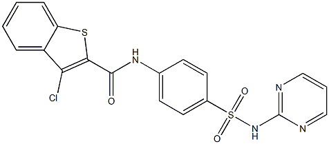 N2-{4-[(pyrimidin-2-ylamino)sulfonyl]phenyl}-3-chlorobenzo[b]thiophene-2-carboxamide 结构式