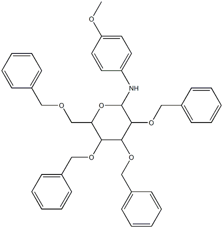 N2-(4-methoxyphenyl)-3,4,5-tri(benzyloxy)-6-[(benzyloxy)methyl]tetrahydro-2H-pyran-2-amine 结构式