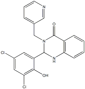 2-(3,5-dichloro-2-hydroxyphenyl)-3-(3-pyridylmethyl)-1,2,3,4-tetrahydroquinazolin-4-one 结构式