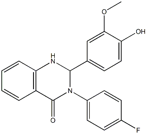 3-(4-fluorophenyl)-2-(4-hydroxy-3-methoxyphenyl)-1,2,3,4-tetrahydroquinazol in-4-one 结构式