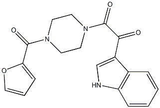 1-[4-(2-furylcarbonyl)piperazino]-2-(1H-indol-3-yl)-1,2-ethanedione 结构式