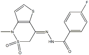 4-fluoro-N'-[1-methyl-2,2-dioxo-2,3-dihydro-2lambda~6~-thieno[3,2-c][1,2]thiazin-4(1H)-yliden]benzenecarbohydrazide 结构式