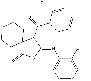 (2-chlorophenyl){2-[(2-methoxyphenyl)imino]-4-methylidene-3-thia-1-azaspiro[4.5]dec-1-yl}methanone 结构式