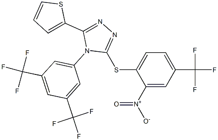 4-[3,5-di(trifluoromethyl)phenyl]-3-{[2-nitro-4-(trifluoromethyl)phenyl]thio}-5-(2-thienyl)-4H-1,2,4-triazole 结构式