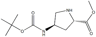 methyl (2S,4R)-4-[(tert-butoxycarbonyl)amino]pyrrolidine-2-carboxylate 结构式