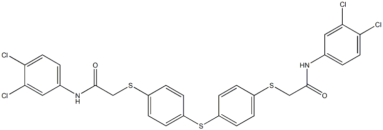 2-({4-[(4-{[2-(3,4-dichloroanilino)-2-oxoethyl]sulfanyl}phenyl)sulfanyl]phenyl}sulfanyl)-N-(3,4-dichlorophenyl)acetamide 结构式