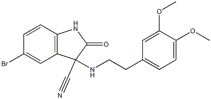 5-bromo-3-[(3,4-dimethoxyphenethyl)amino]-2-oxoindoline-3-carbonitrile 结构式