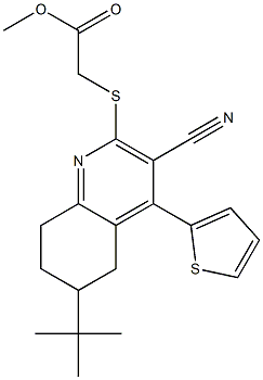 methyl 2-{[6-(tert-butyl)-3-cyano-4-(2-thienyl)-5,6,7,8-tetrahydro-2-quinolinyl]sulfanyl}acetate 结构式