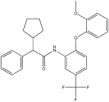 N1-[2-(2-methoxyphenoxy)-5-(trifluoromethyl)phenyl]-2-cyclopentyl-2-phenylacetamide 结构式