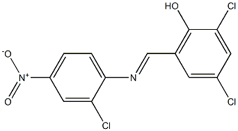 2,4-dichloro-6-{[(2-chloro-4-nitrophenyl)imino]methyl}phenol 结构式