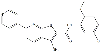 3-amino-N-(5-chloro-2-methoxyphenyl)-6-(4-pyridinyl)thieno[2,3-b]pyridine-2-carboxamide 结构式