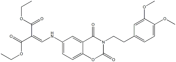 diethyl 2-({[3-(3,4-dimethoxyphenethyl)-2,4-dioxo-3,4-dihydro-2H-1,3-benzoxazin-6-yl]amino}methylene)malonate 结构式