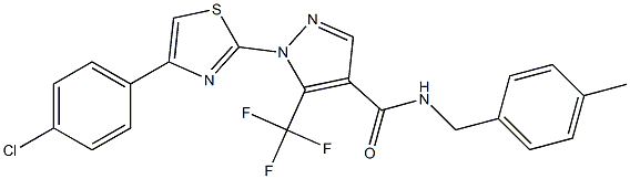 1-[4-(4-chlorophenyl)-1,3-thiazol-2-yl]-N-(4-methylbenzyl)-5-(trifluoromethyl)-1H-pyrazole-4-carboxamide 结构式