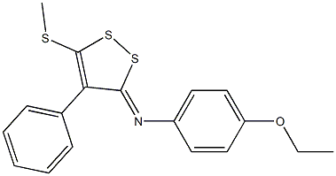 N1-[5-(methylthio)-4-phenyl-3H-1,2-dithiol-3-yliden]-4-ethoxyaniline 结构式