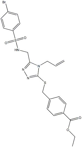 ethyl 4-({[4-allyl-5-({[(4-bromophenyl)sulfonyl]amino}methyl)-4H-1,2,4-triazol-3-yl]sulfanyl}methyl)benzenecarboxylate 结构式