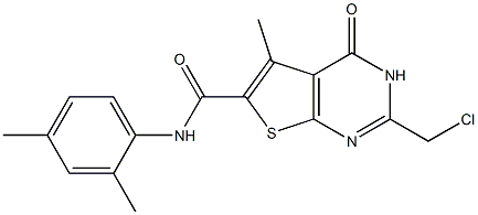 2-(chloromethyl)-N-(2,4-dimethylphenyl)-5-methyl-4-oxo-3,4-dihydrothieno[2,3-d]pyrimidine-6-carboxamide 结构式